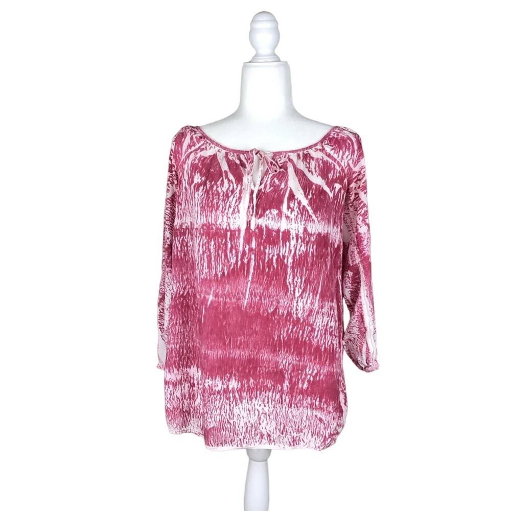 BETRO SIMONE Red Splatter Blouse‎ Tunic Abstract Boho Knit